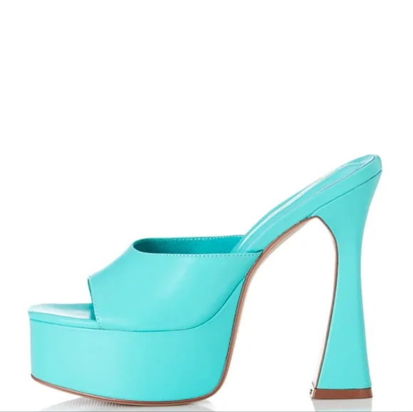 Alias Mae Delphi platform heels in aqua leather - Picture 2 of 4
